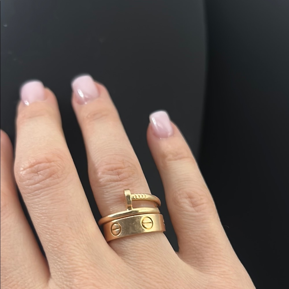 14k solid rose gold nail ring